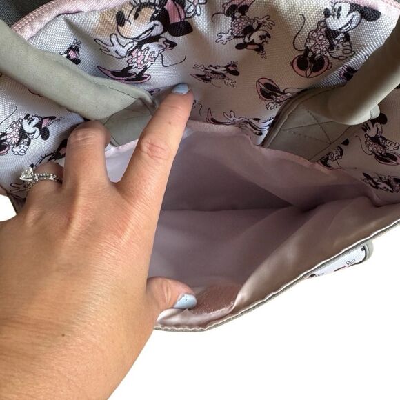 Disney Baby Minnie Mouse Multi-Pocket Diaper Bag Backpack- Grey and Pink - Picture 5 of 13